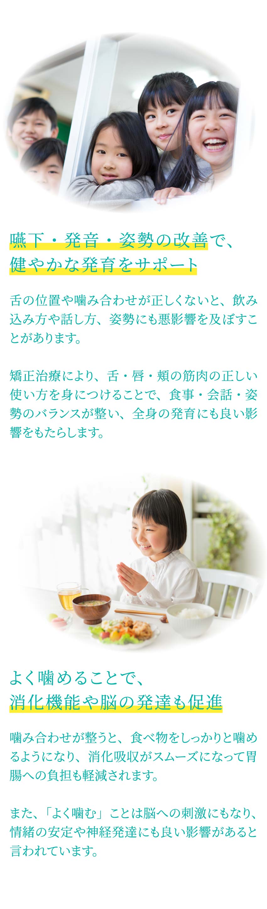 消化機能や脳の発達